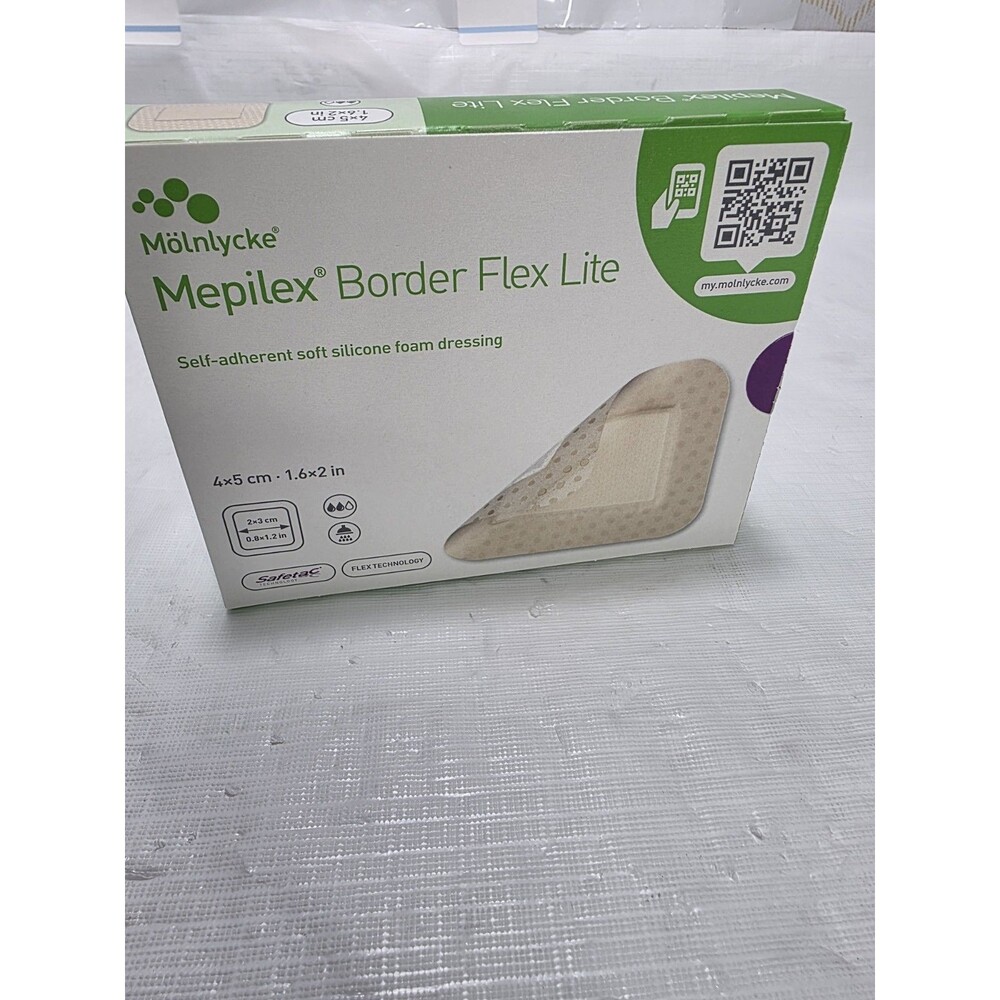 Box of 10 Mepilex Border Flex Lite 1.6" x 2" 4x5 cm. Adherent Foam Dressing 2028